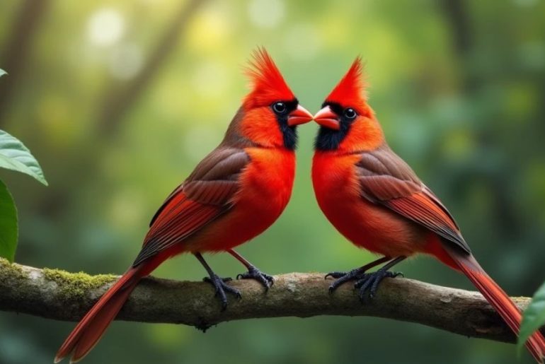 Seeing Male and Female Cardinal Together