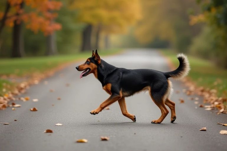 dog crossing the path